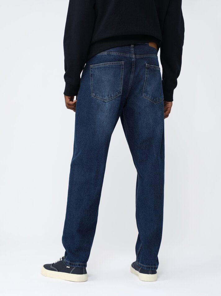 Calça jeans de corte relaxado - Azul marinho escuro