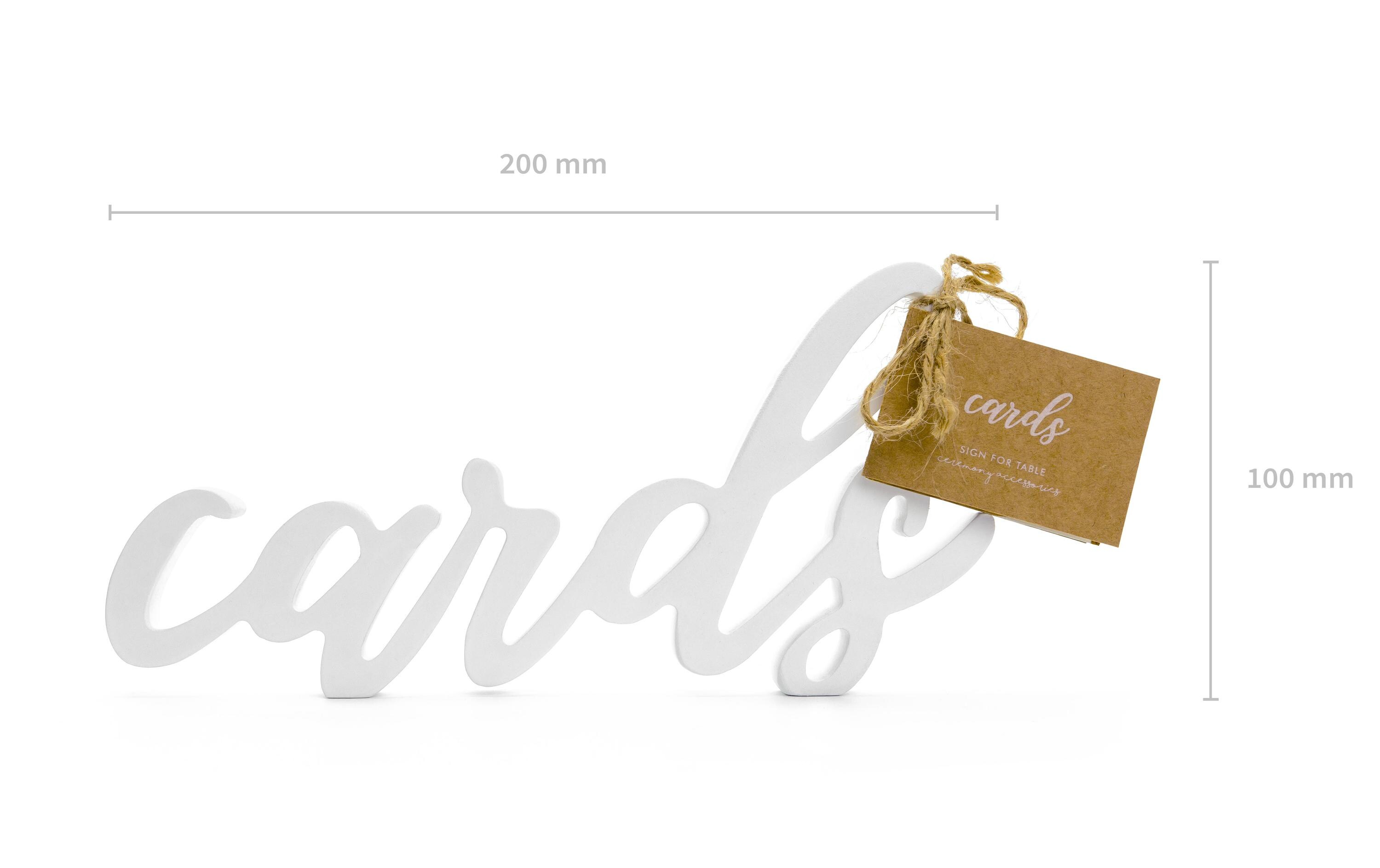 Hochzeitsaccessoire Holzschrift Cards 20 x 10 cm, WeissDekoration für Events wie Hochzeit, Geburtstagsparty, Sommerfeste