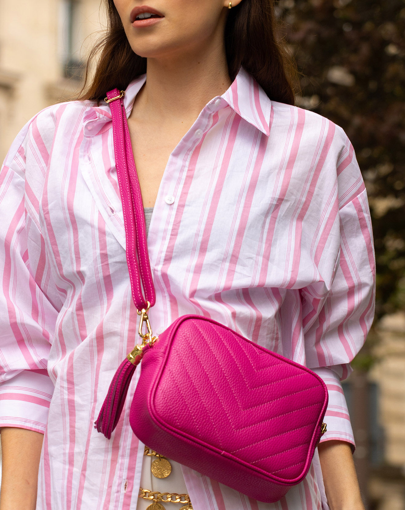 Victor & Hugo Sac bandoulière en Cuir Nat fushia - 20x15x6 cm