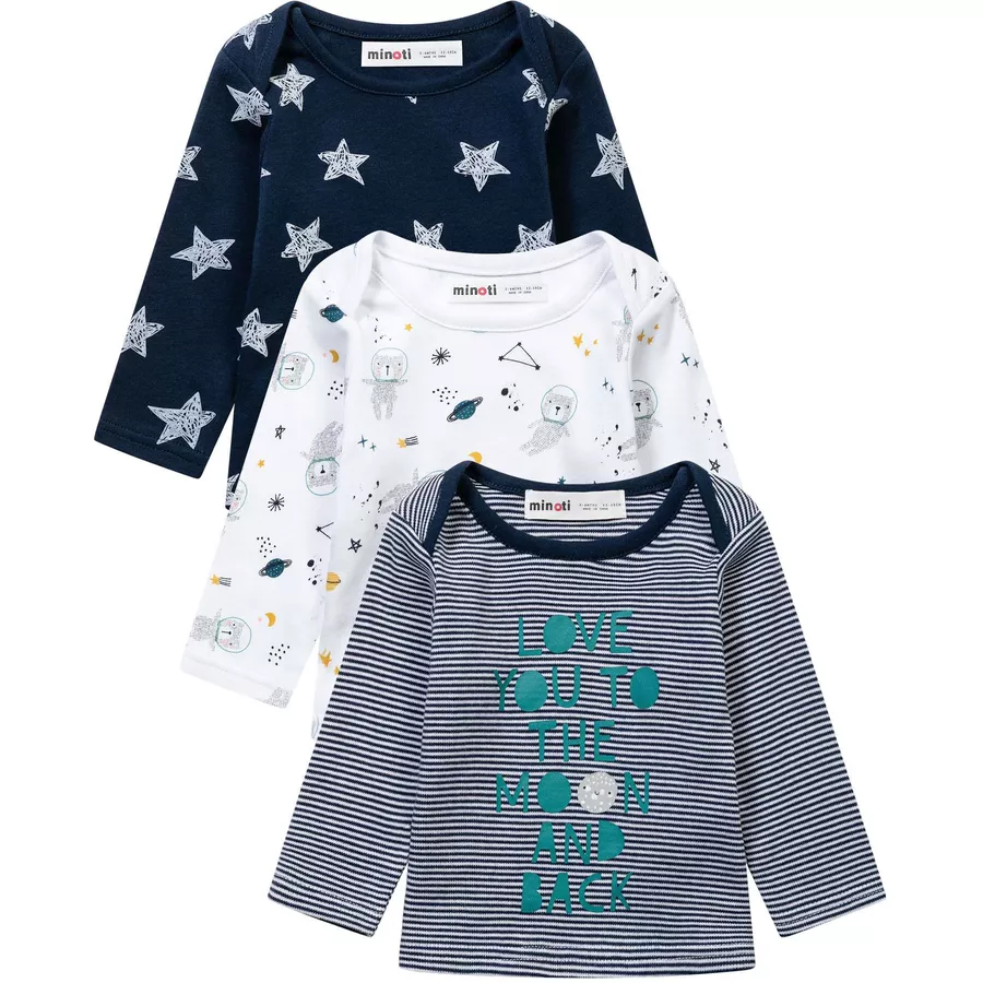 MINOTI 3er-Pack Longsleeves WeißDunkelblau
