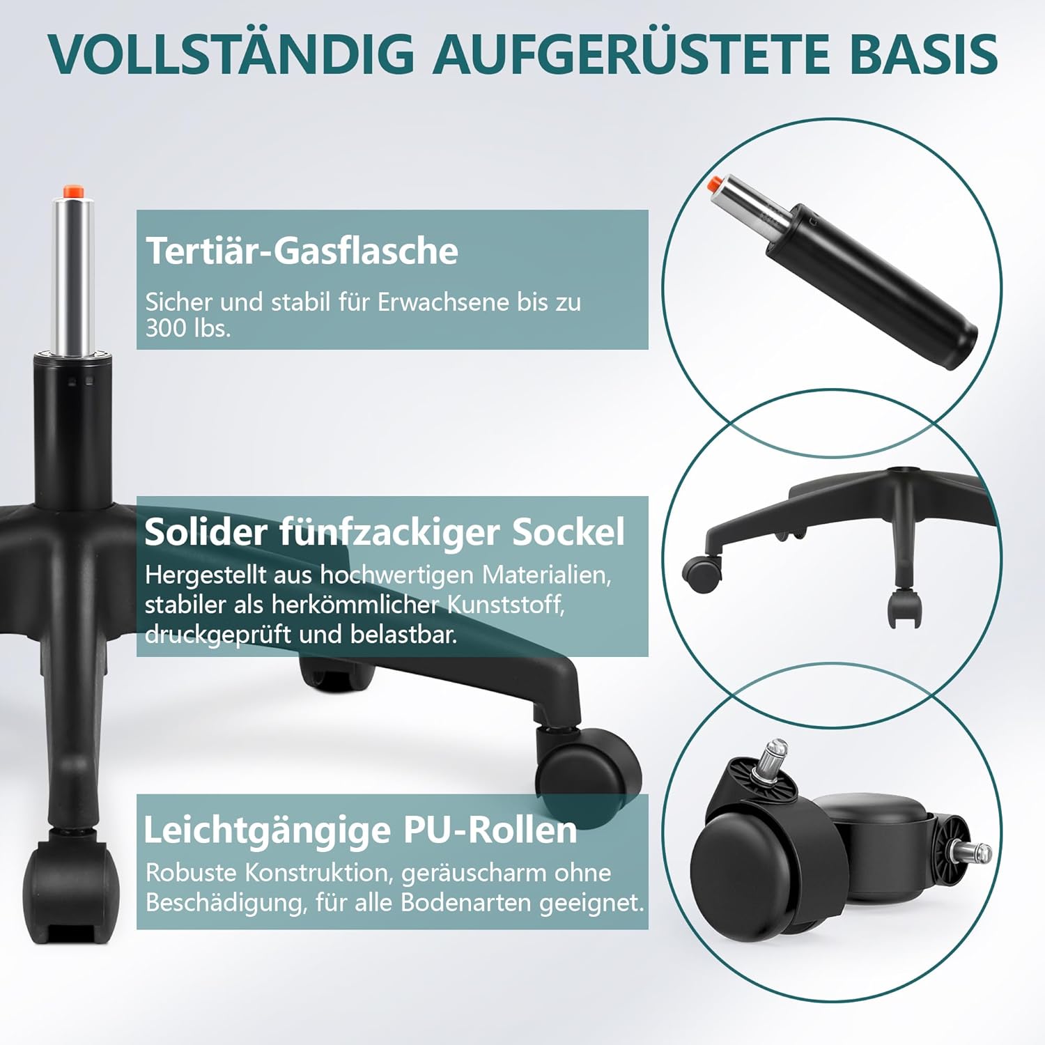 FelixKing Bürostuhl Ergonomischer schreibtischstuhl mit Verstellbarer Kopfstütze, Armlehnen, Lendenwirbelstütze, Hoher Rücken Office Chair, Schreibtischstuhl bis 300LB Belastbar(Schwarz)