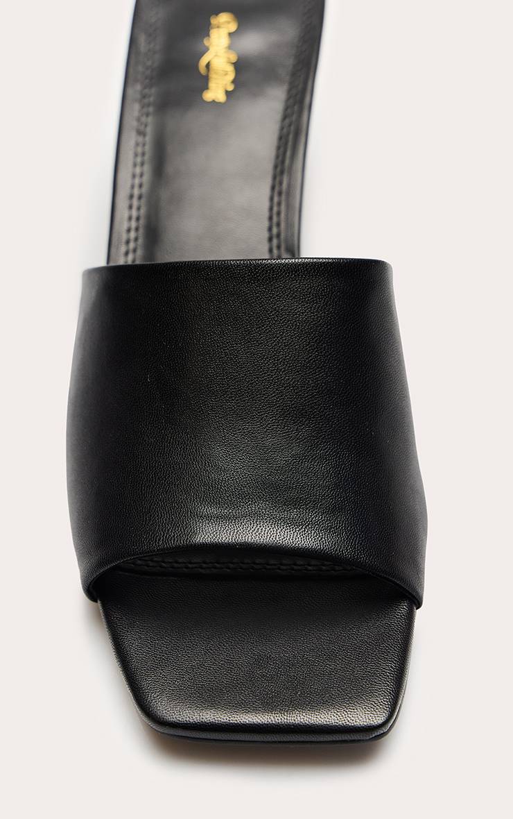 Noir Mules Compensées À Bout Carré En Synthétique