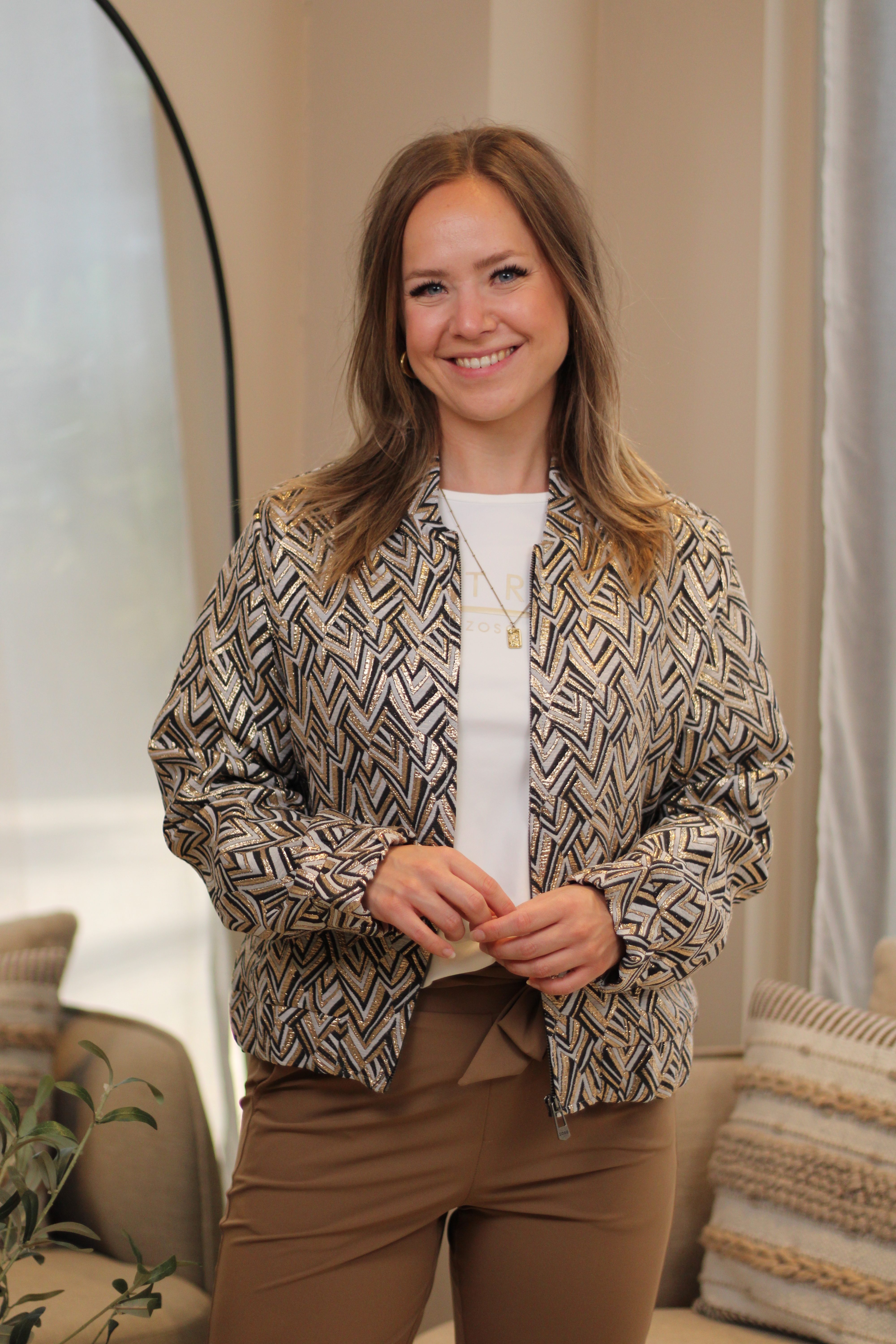 Zoso - Bowie Fancy Jacquard Jacket - Off White/Gold