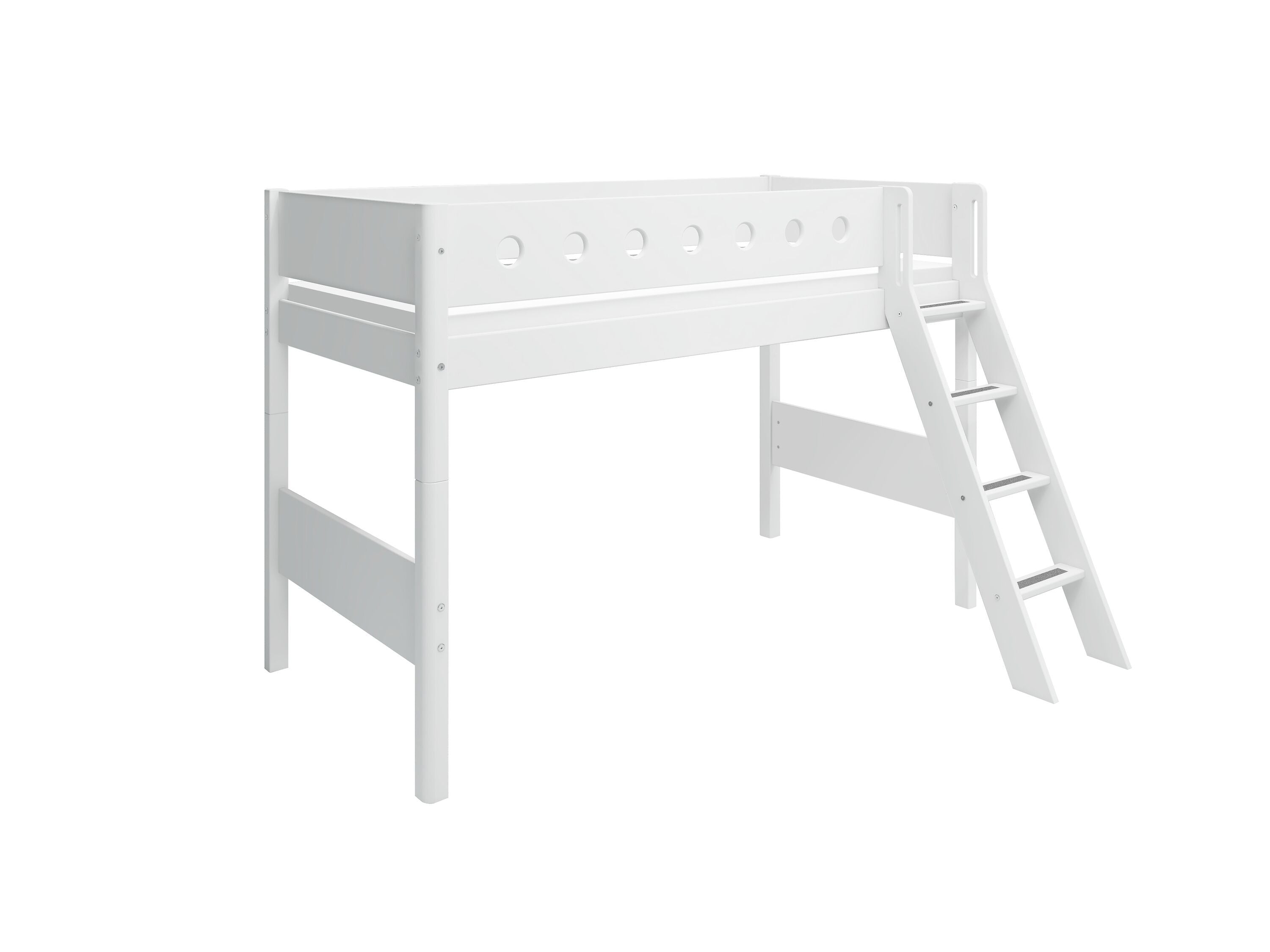 Flexa WHITE Mittelhochbett - Weiss / B: 110.0 cm x T: 210.0 cm x H: 143.0 cm