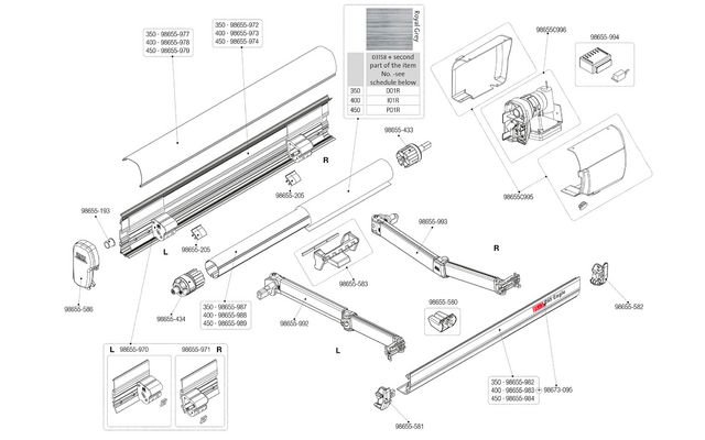 Fiamma Kit Rollenunterstütze für F45L / Eagle Fiamma Artikelnummer 98655-583