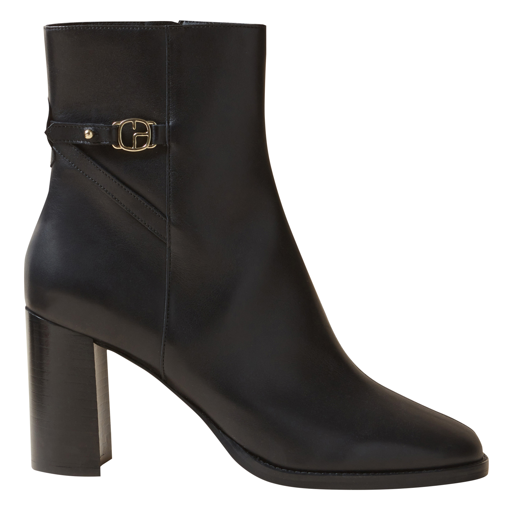 Bottines à talons en cuir vernis | Noir