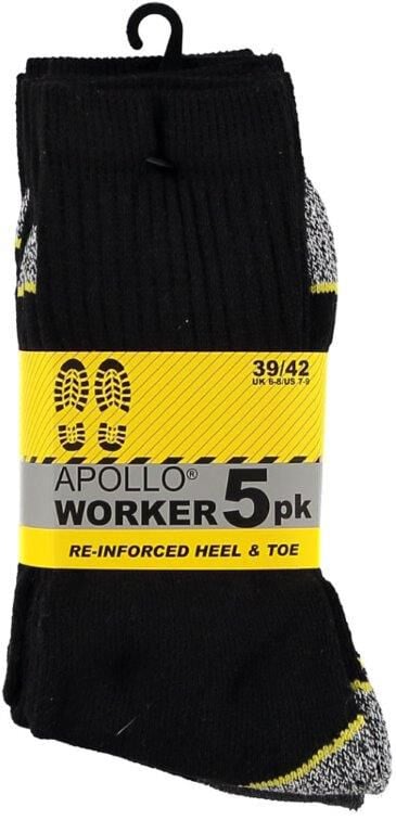 APOLLO 5-PACK - Werksokken - Zwart - 39-42