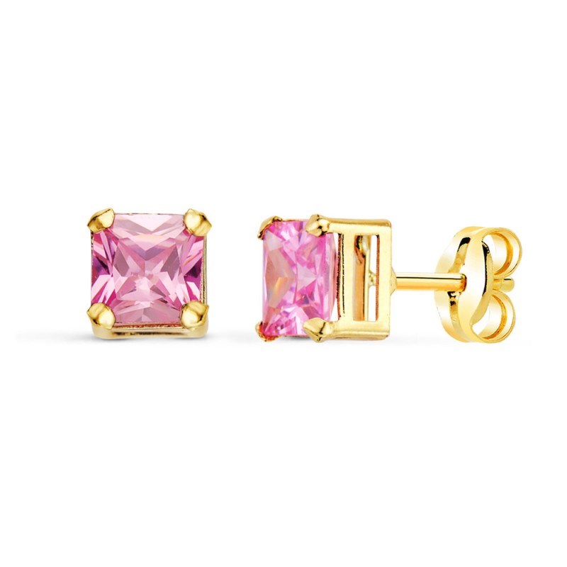 Boucles d'Oreilles Or 18 Carats 750/000 - Zirconiums Roses-1322