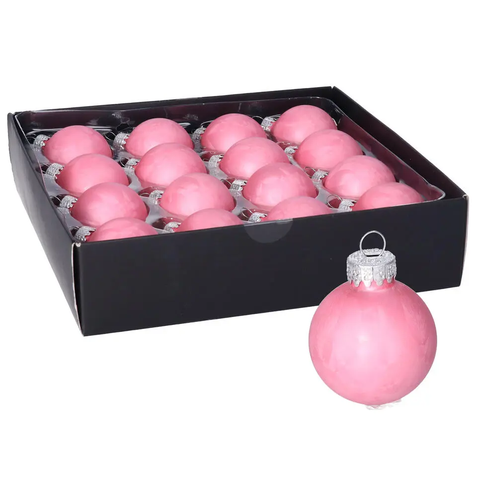 Othmar Decorations Luxe kerstballen - 16x -4 cm - roze -glas
