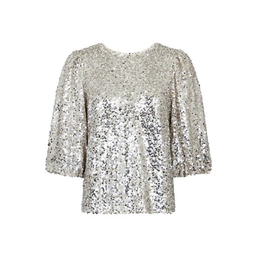 Neo Noir Lorraine Sequins Bluse, Pale Gold, 34