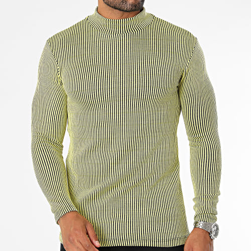Pull A Bandes Jaune Noir
