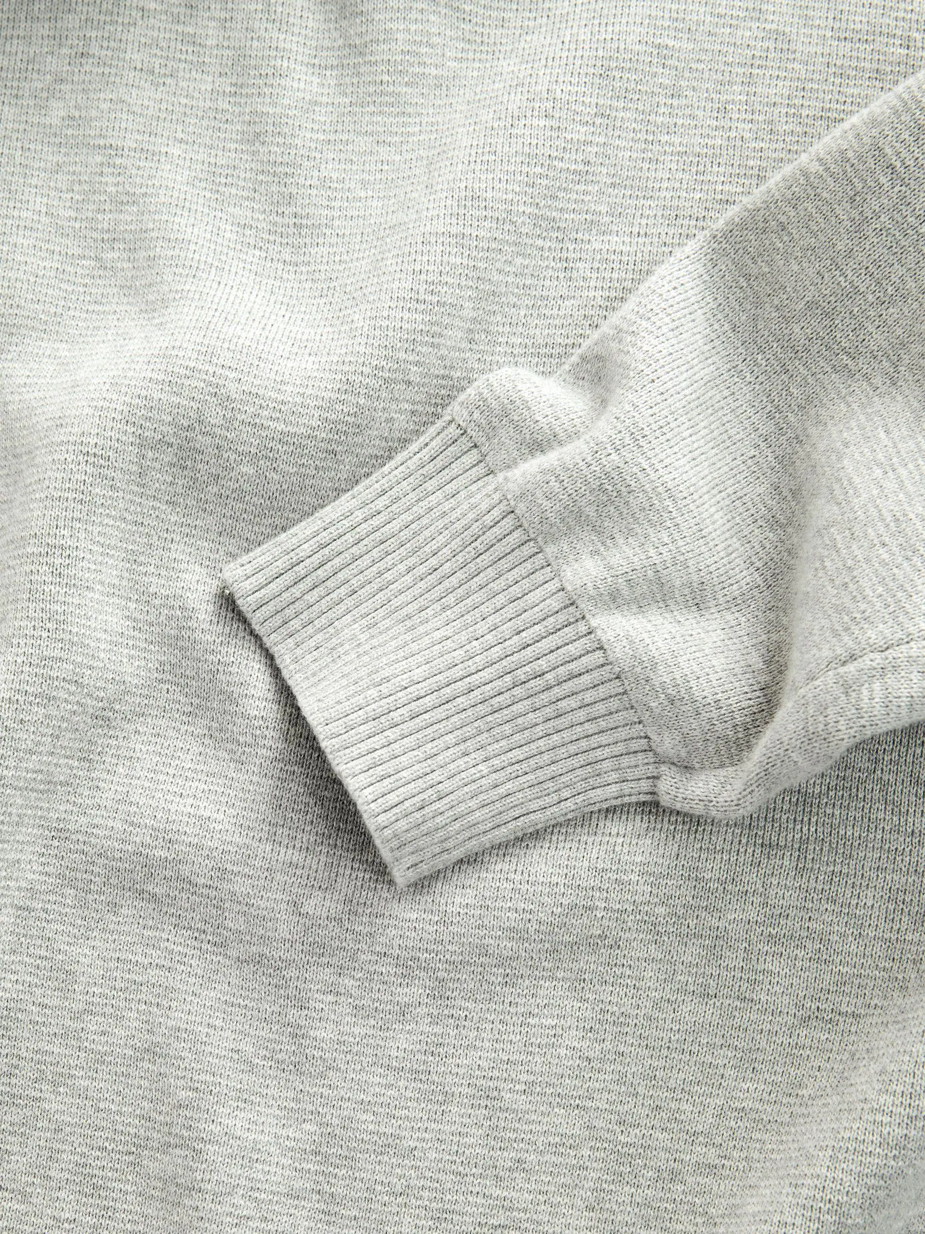 Lichtgrijs - Effen - Regular fit 100% katoenen premium trui met korte rits