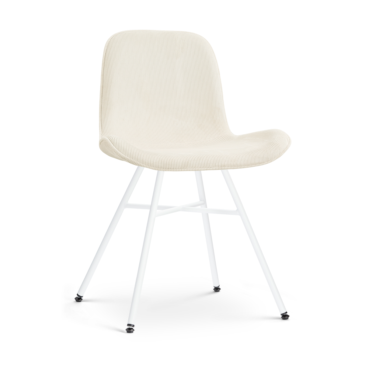 Eetkamerstoel Noa-Fé wit onderstel rib beige