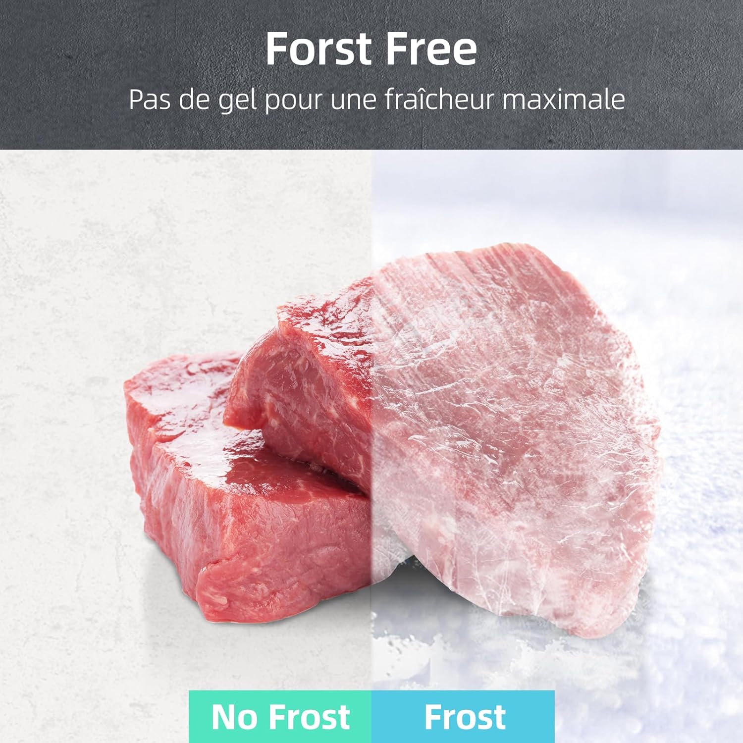 CHIQ Réfrigérateur autoportant sans givre 282 L, noir