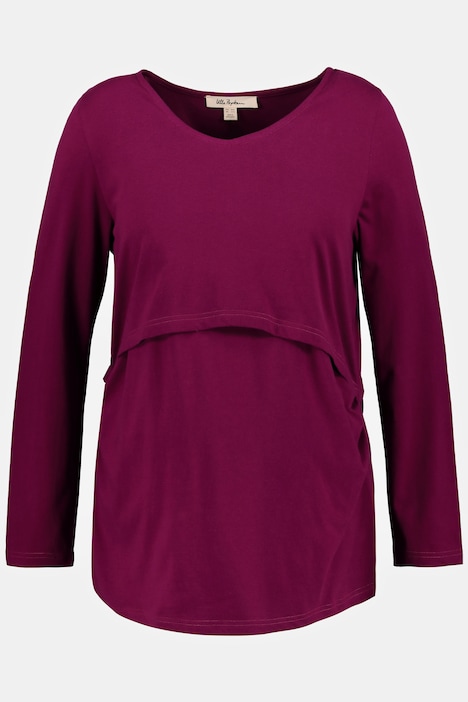 Bellieva-Shirt, elastische Raffungen, 3/4-Arm, GOTS