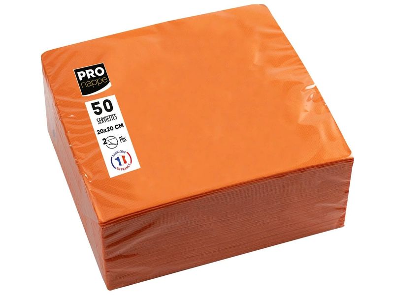 PRO nappe Papierservietten Orange 20 cm x 20 cm, 50 Stück Packung mit 50 Cocktail-Servietten