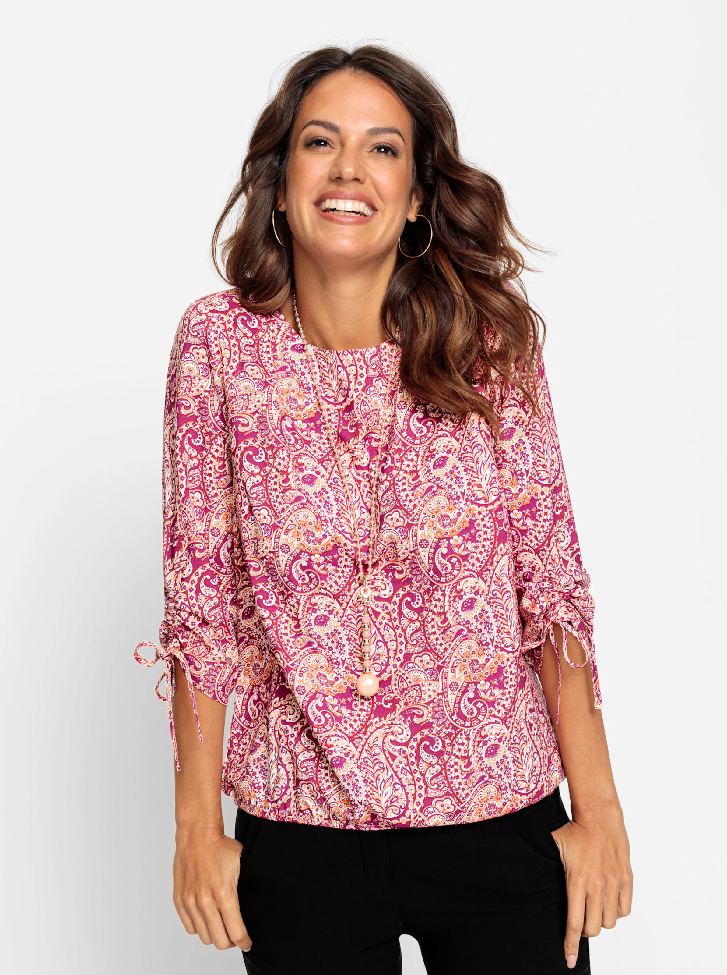 Bluse in erika-papaya-bedruckt