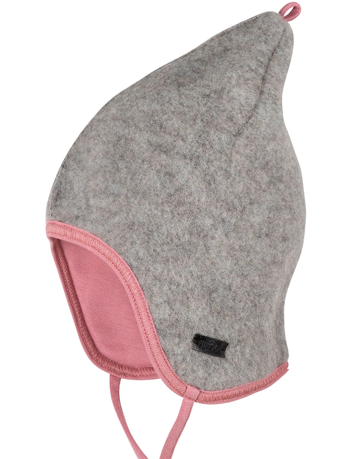 Wollfleece-Zipfelmütze KONTRAST in moonrock