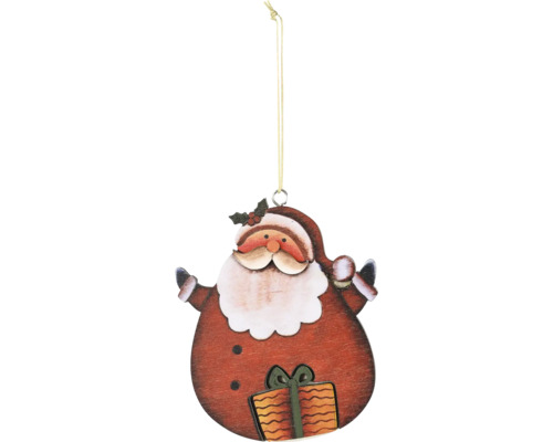 Kerstdecoratie hanger Kerstman hout naturel