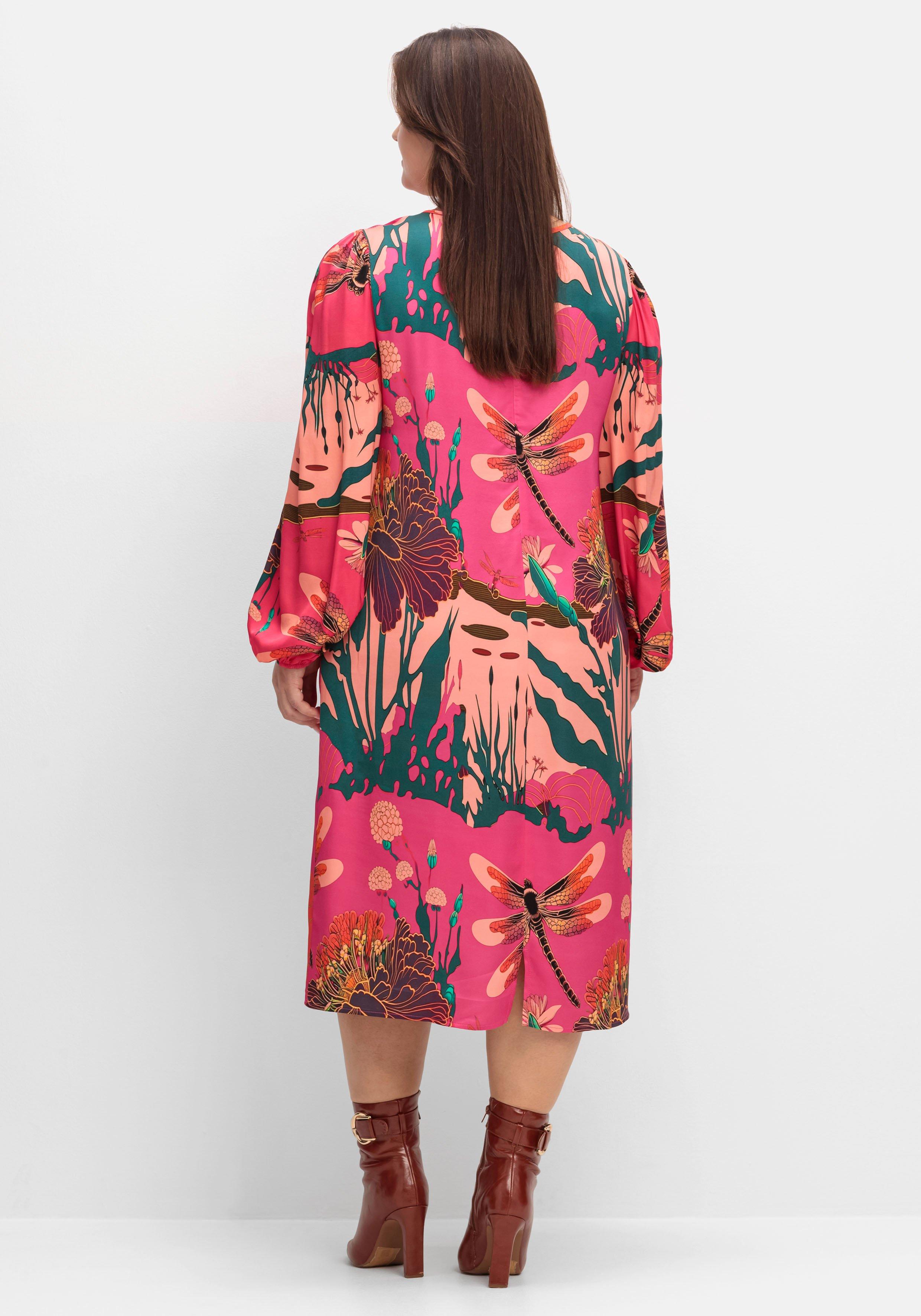 Kleid aus Viskose-Satin, im Multicolor-Muster