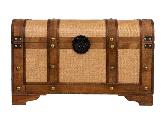 Coffre en bois marron 60x33x36,5