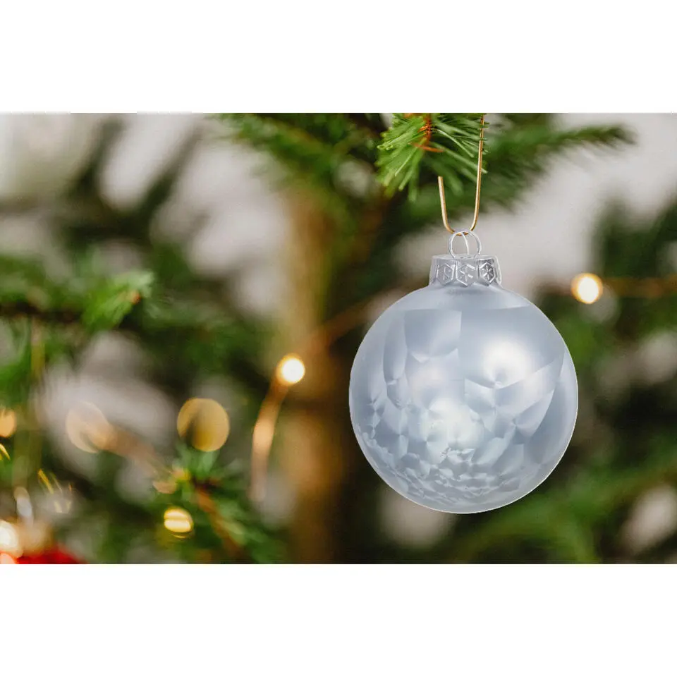 Othmar Decorations Luxe kerstballen - 16x -4 cm - wit/grijs -glas