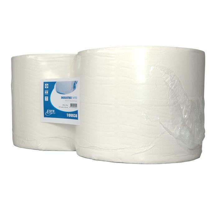 Industrie uierpapier rollen zwaar 100038 380m 24cm 2laags 2rollen Industriepapier cellulose Wit (100038)