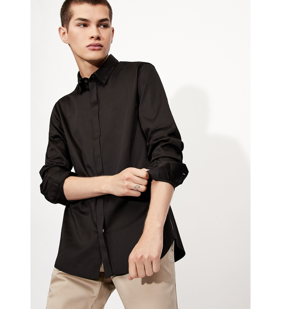 Camisa preta de popeline da Armani Exchange