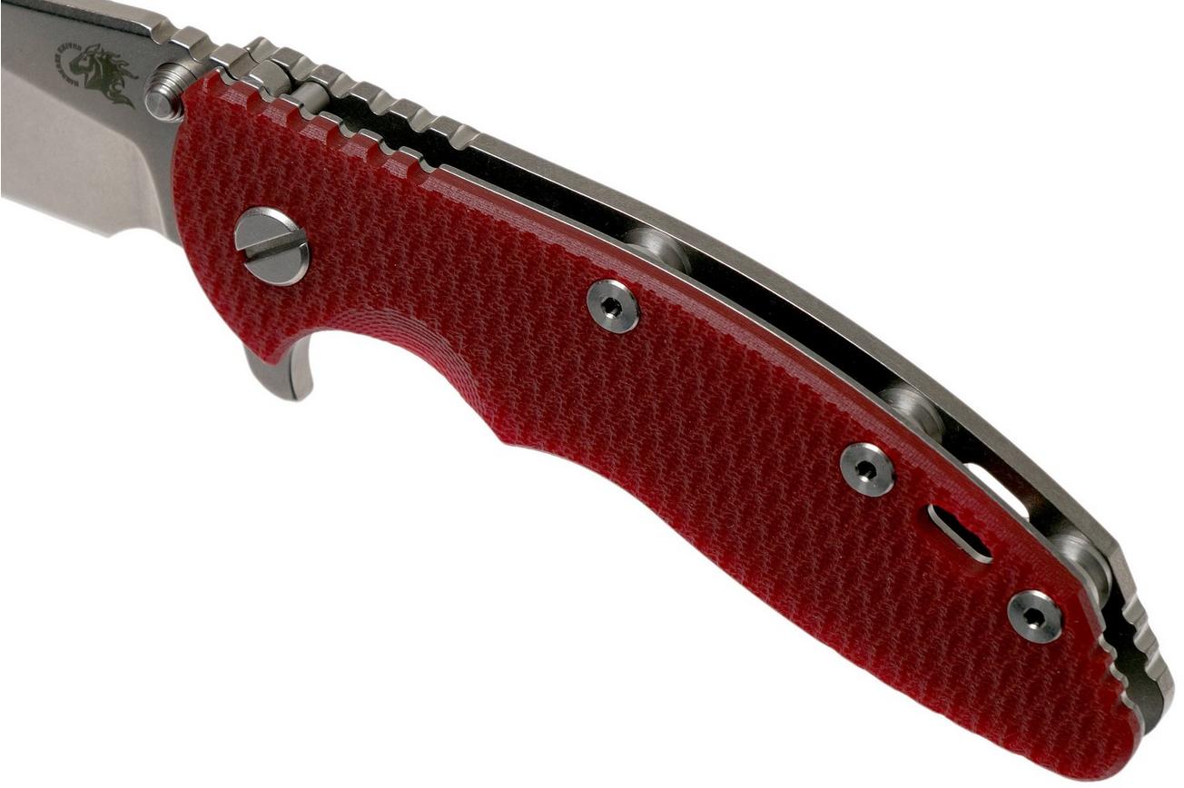 Rick Hinderer XM18 3,5” 20CV Slicer, Red G10 zakmes
