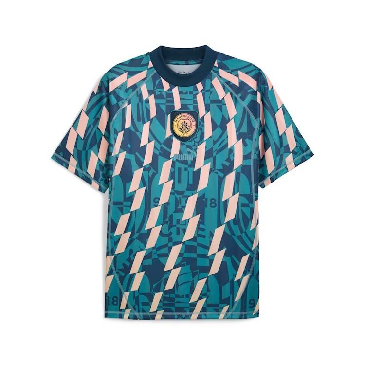 Manchester City T-Shirt ftblStatement Retro - Marine Blue/Turquoise Surf