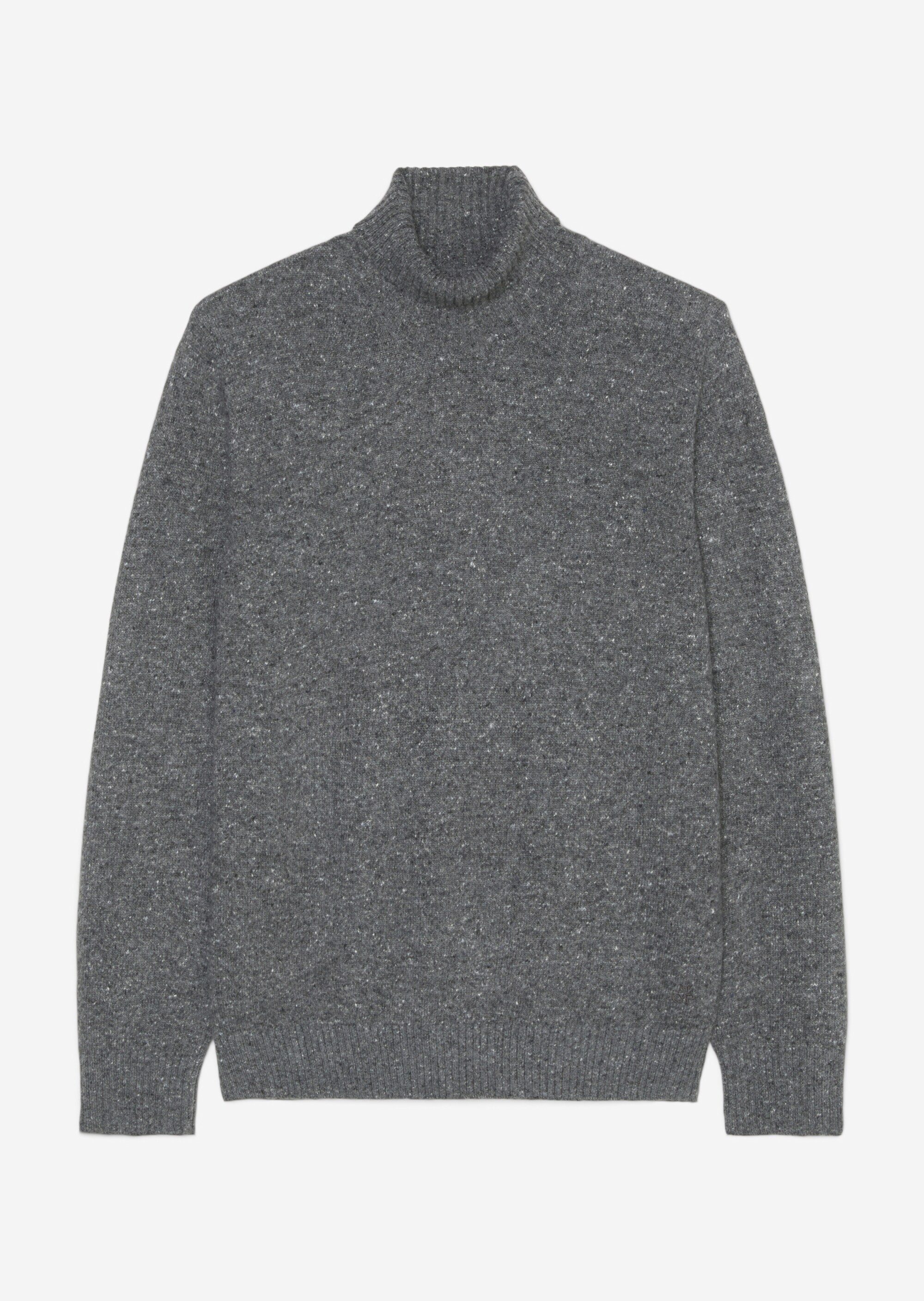 Rollkragen-Pullover regular aus gesprenkeltem Tweedgarn