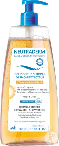 Neutraderm Gel Douche Surgras Dermo-Protecteur Visage Et Corps Peaux Sèches Et Sensibles 500ml