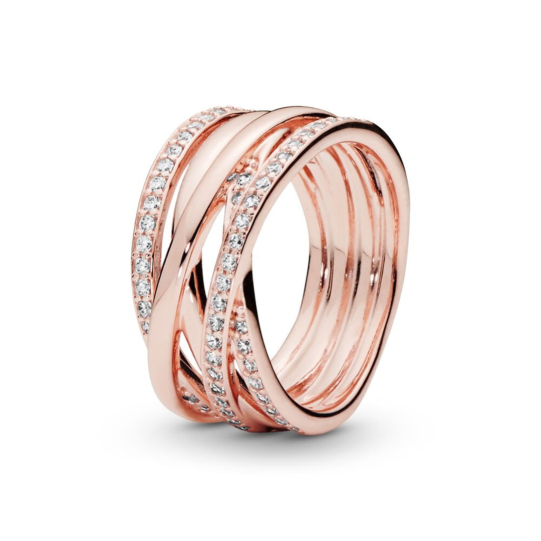 Pandora Rose Timeless Sparkling & Polished Lines Ring