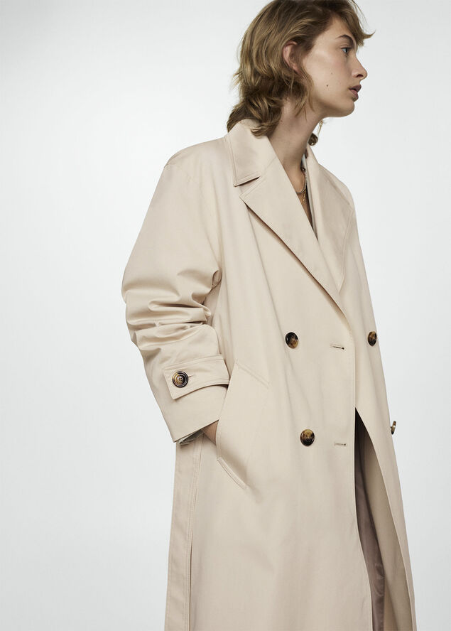 MANGO Double-button trench coat Light beige