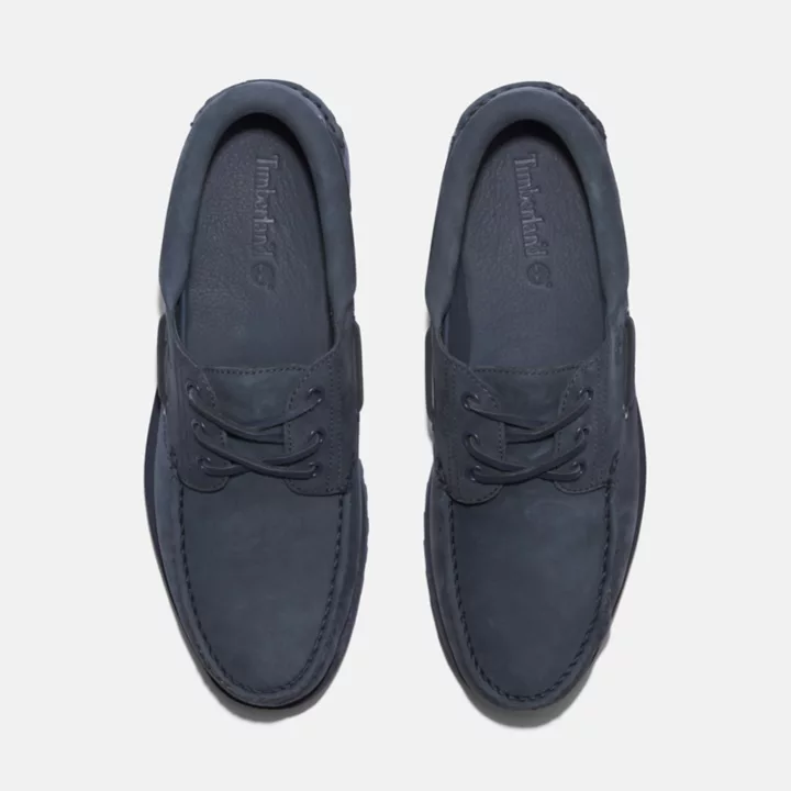 Chaussure bateau authentique cousue main Timberland pour homme en daim bleu foncé