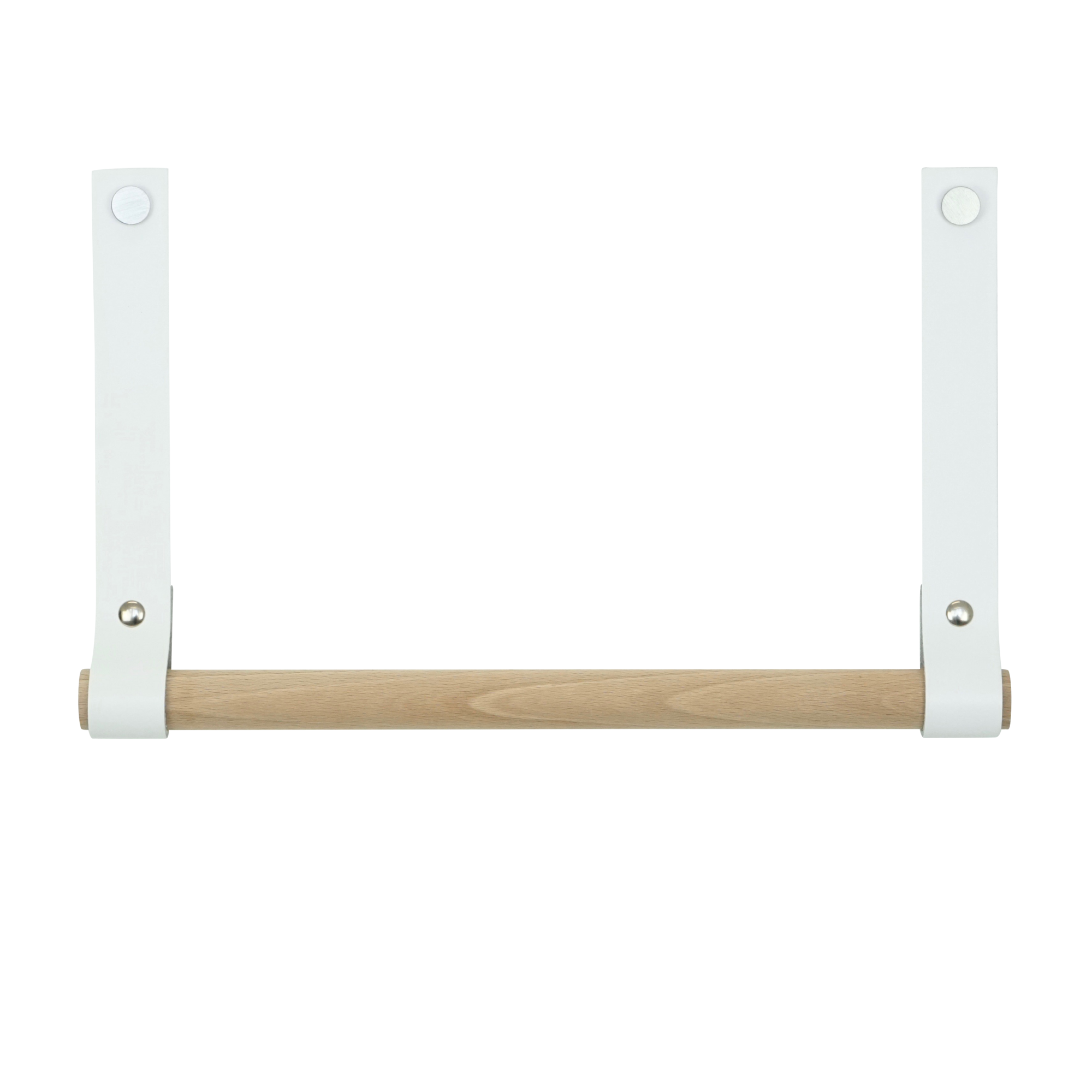 Leren keukenrolhouder (roldrager: rondhout) Wit