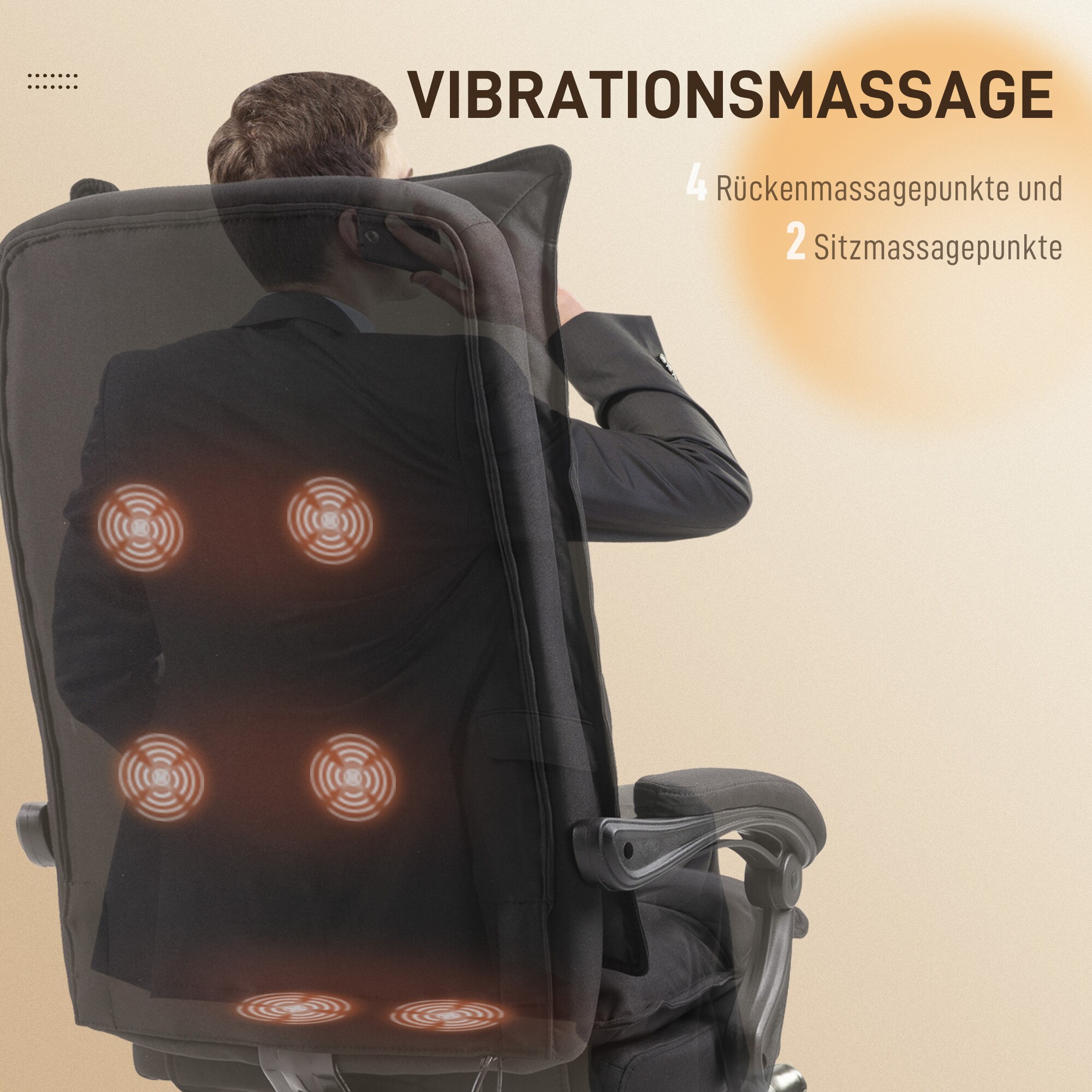 Vinsetto Bürostuhl mit Massagefunktion 70 x 62 x 120-130 cm (BxTxH)