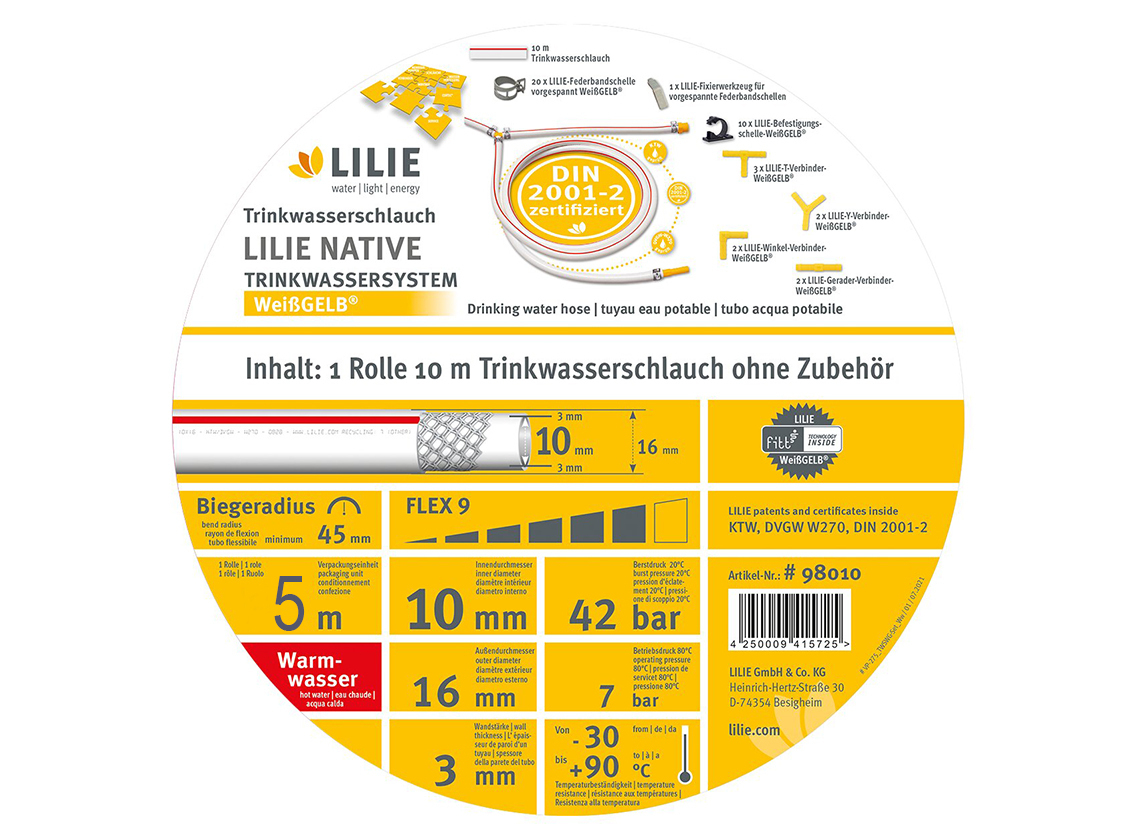 Lilie drinkwaterslang red - 5 meter