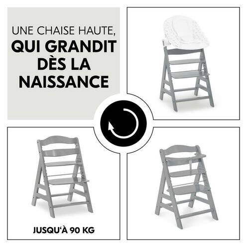 Chaise haute Alpha+ - Gris - HAUCK