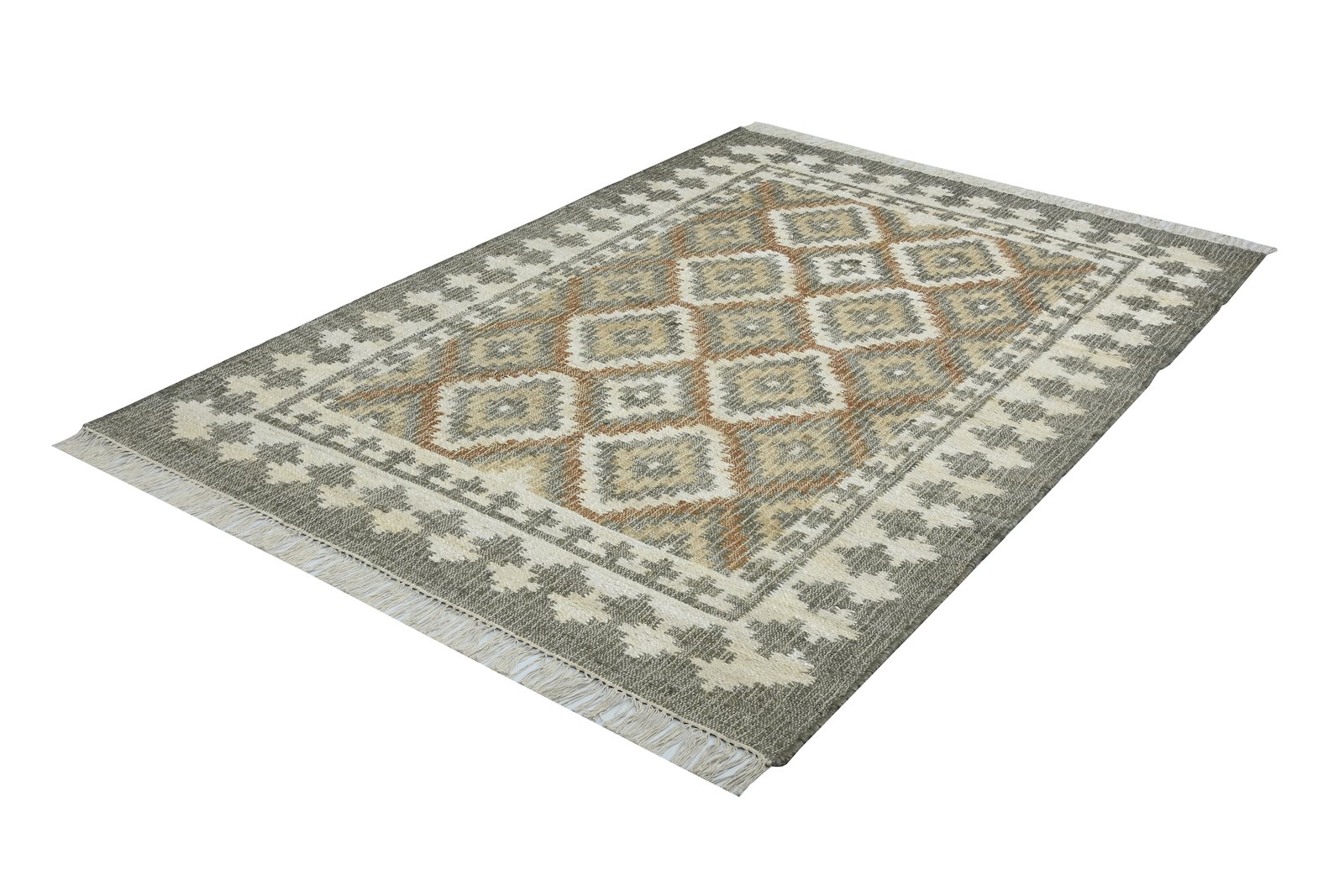 Meerut gulvteppe 160x230 Kelim, gråtoner, Jute 90%/Bomull 10%