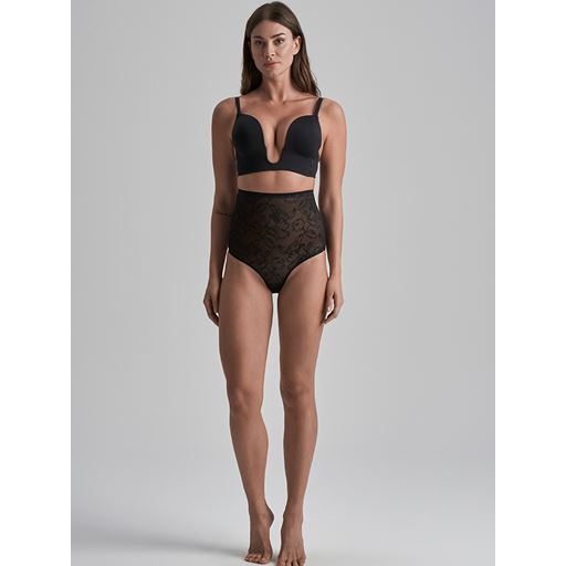 Bye Bra Lacy High Waist Shaping Brief, Black, XL