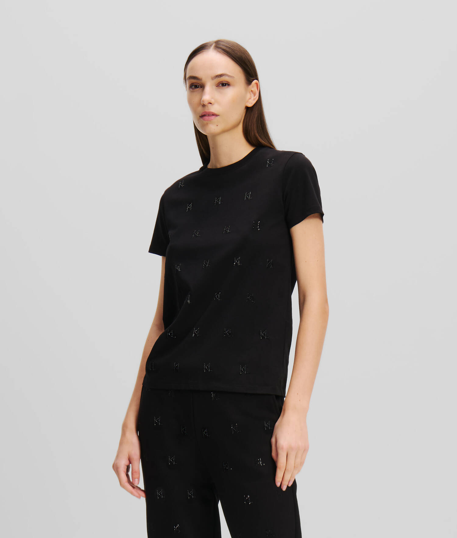 T-SHIRT AVEC STRASS KL MONOGRAM