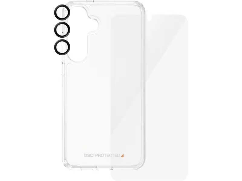 Samsung Galaxy S24  Plus 3in1 D30 Hardcase Schutzhülle mit Ultra Wide Fit Display- / Hoops Kameraschutz (B1211 7351) - Transparent