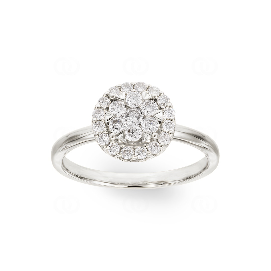 0.50 Karat Diamanten Halo Ring 750/18 K Weissgold