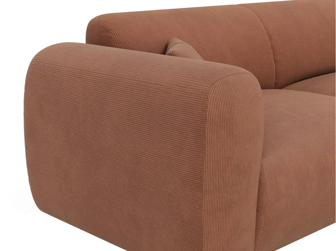 Grand canapé d'angle droit en tissu texturé terracotta POGNI de Maison Céphy