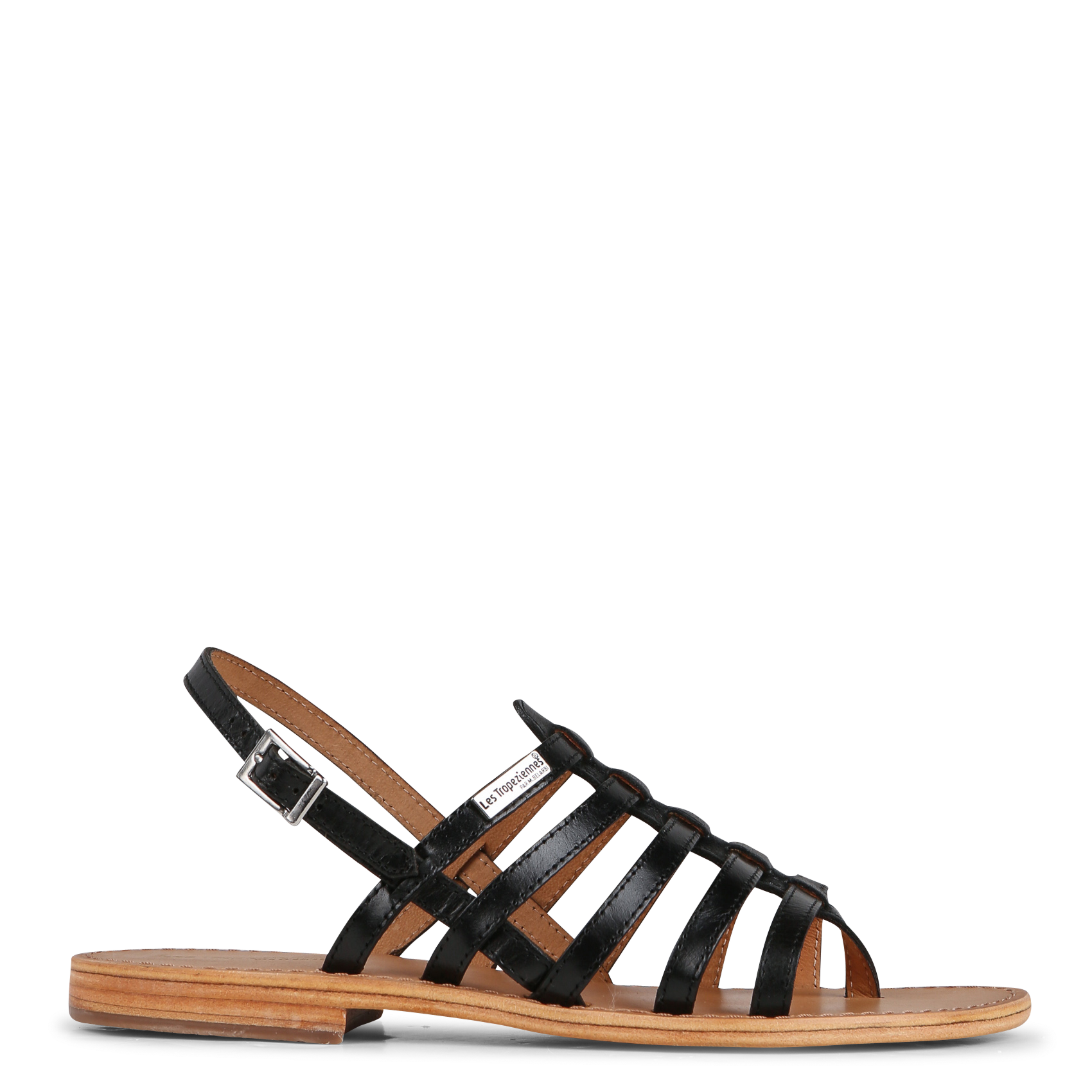 HERISSON - Sandales plates en cuir métallisé | Noir