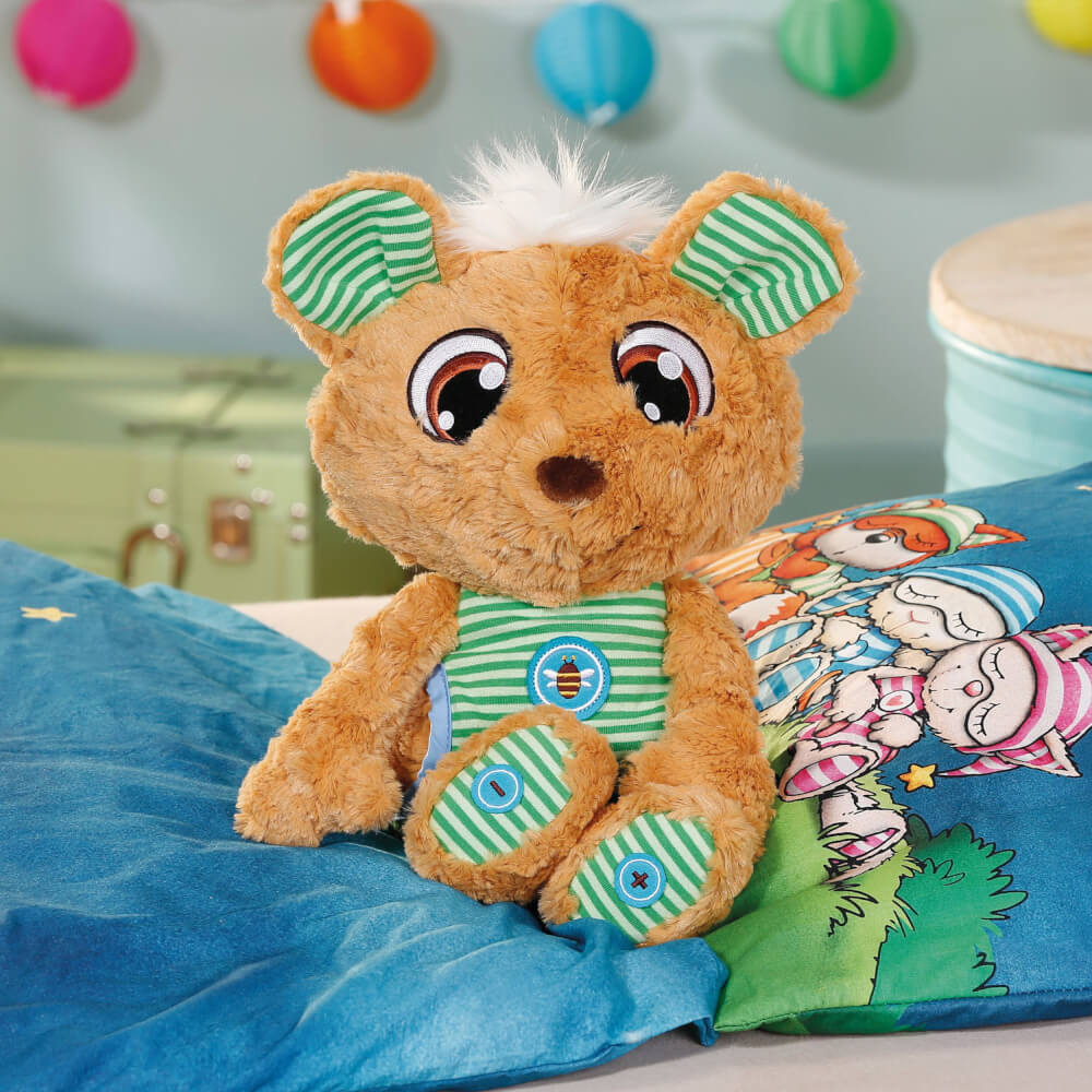 NICI Schlafmützen Schlummsi Schlummergeschichten-Bär in grünem Pyjama