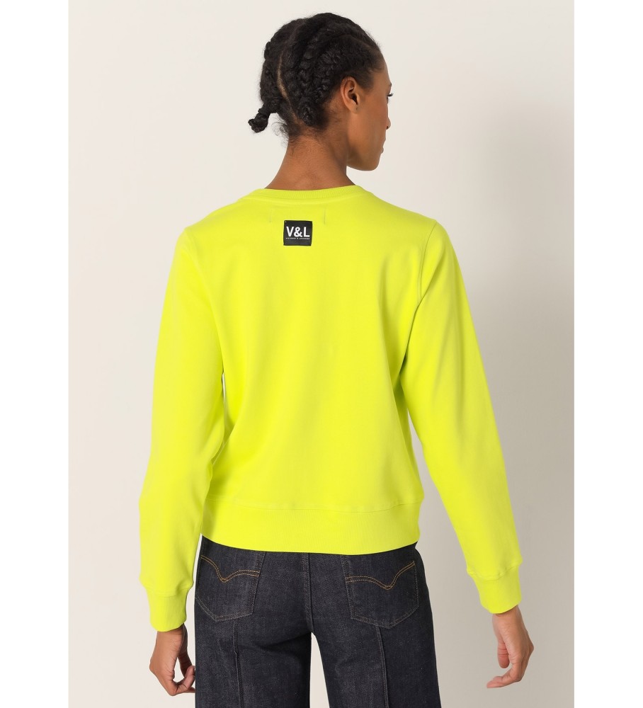 Moletom Victorio & Lucchino, V&L com bordado de corrente em lurex amarelo