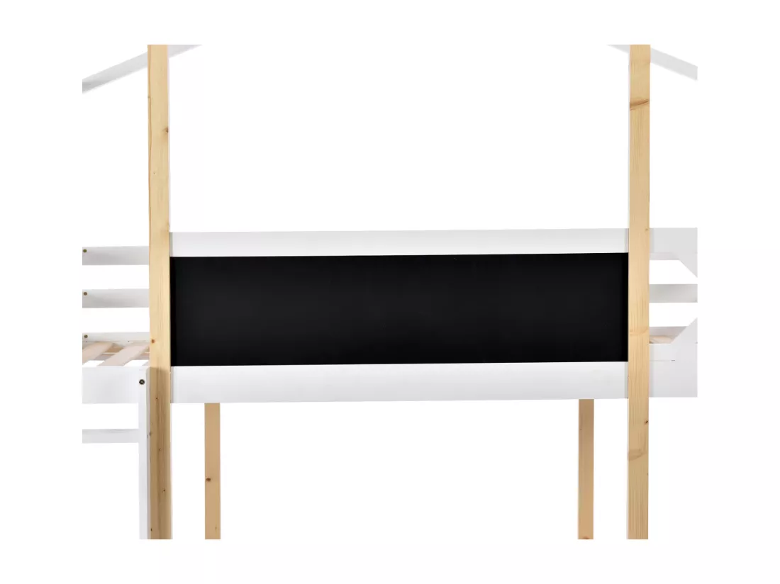 Lit superposés, Adultes, enfants, adolescents Cabane 90 x 200 cm, Toboggan, Échelle Inclinée et Protection Antichute
