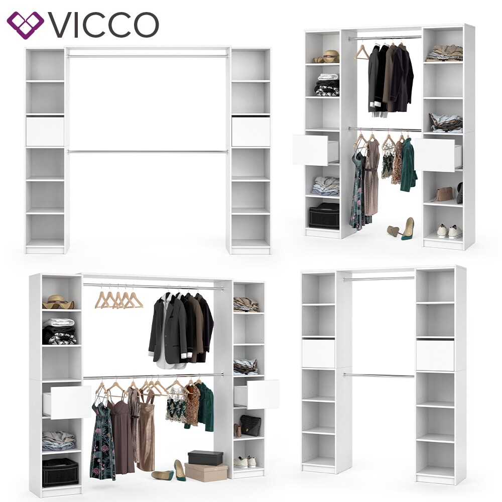 VICCO Kleiderschrank GUEST XL offen begehbar Regal Kleiderständer Schrank weiß